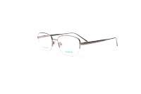 Kacamata Optik Superovo Grosir Mewah 18K Titanium Half-Frame Emas Solid Biru Abu-abu Motif Kotak Ringan Modis