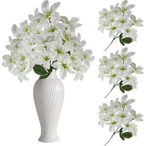 Bouquet de lys artificiel fleurs de printemps de lys en fleurs avec 10 têtes de fleurs en pleine floraison pour la maison de mariage hôtel décor de fête florale - Product Image 6