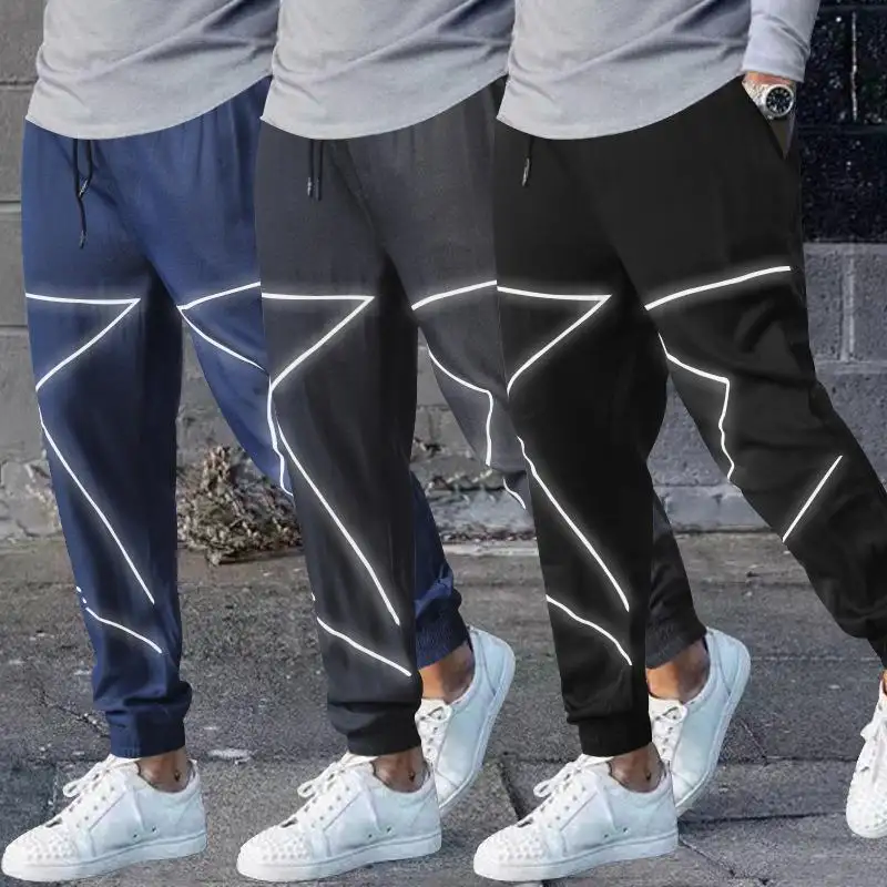 Chándal personalizado de Hip-Hop para hombre, pantalones vaqueros reflectantes de 3m, Leggings sueltos, informales, para correr, novedad de 2022