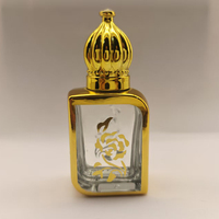 Flacon d'huile essentielle de parfum de 12 ml de style luxe du Moyen-Orient, forme unique, en verre électroplaqué, fabricant de flacons Atar