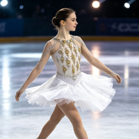 Robe de patinage artistique en or blanc avec strass et maille, manches longues, pour enfants et adultes, tenue de compétition et de performance sur glace