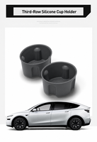 Compatible avec le porte-gobelets et l'espace de rangement à trois rangées en silicone pour Tesla Model YL 2025