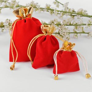 Bolsa de Terciopelo de Lujo para Joyería, 10x12cm, con Cordón, Bolsa de Embalaje con Cordón, Bolsa de Joyería de Terciopelo con Abertura Dorada - Product Image 2
