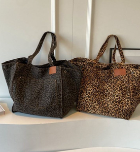 Custom Print Leopard Print Loose Cotton Canvas Women's Handbag Mommy Shopping <b>Bag</b> - Product Image 3