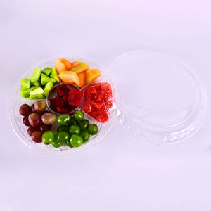 Plato de fruta de seis compartimentos transparente desechable personalizado para mascotas, caja de embalaje redonda, caja de plástico para ensaladas y frutas con tapa - Product Image 4