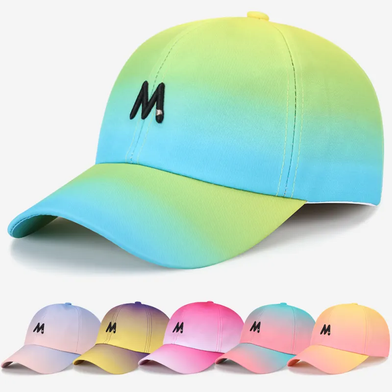 Multicolor Rainbow Custom Spring Summer Outdoor Fashion Lady Cap Travel for Men Women Designer Hat