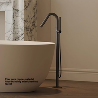 Robinet de baignoire autoportant à débit élevé, colonne de douche simple à effet pluie, monocommande double fonction pour baignoire et salle de bain