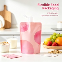 Pochette souple de 250 ml avec bec verseur, en composite aluminium-plastique, avec bouchon à clapet, pour emballage souple de boissons et aliments