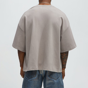 Camiseta Oversize de Algodón para Hombre con Costuras Onduladas, Estilo Urbano, Costuras en Contraste, Logotipo Personalizado, Venta al por Mayor de Fábrica - Product Image 5
