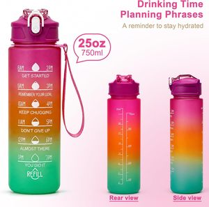 Wholesale Plastic Frosted Gradient Color High Stock Stocked Summer Motivational <b>Sports</b> <b>Water</b> <b>Bottle</b> - Product Image 6