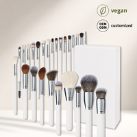 26 Pcs Blancs – Pinceaux de Maquillage Professionnels en Bois, Personnalisables avec Logo Rose, Marque Privée, Haute Qualité, Luxe, avec Boîte – Vente Flash