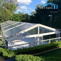 Tente de mariage en PVC transparent avec cadre noir 15m x 30m, capacité 220 personnes, chapiteau extérieur en aluminium pour banquet, événement, fête