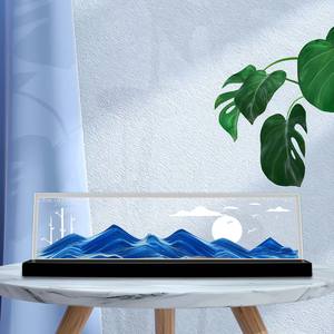 Decorazione per la casa: Cornice artistica rettangolare in vetro soffiato con <span class=keywords><strong>sabbia</strong></span> liquida e <span class=keywords><strong>sabbia</strong></span> mobile, effetto paesaggio e arte artigianale - Product Image 4