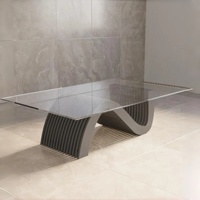 Table basse en bois et verre, design moderne européen en forme de S, écologique, couleur personnalisée, salon, ML-CT06
