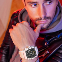 Montre mécanique pour homme Mark Fairwhale 43MM Boîtier en alliage d'aluminium et fibre de carbone Bracelet en caoutchouc Étanche Lumineux Sport FW-6004