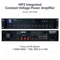 Amplificateur PA à tension constante OBT-6090 90W 2U Rack 70V 100V avec entrée audio multiple USB FM pour diffusion sur les campus scolaires