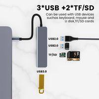 Hub USB C en gros, accessoires informatiques avec ports USB, lecteur de carte SD TF, adaptateur de hub USB