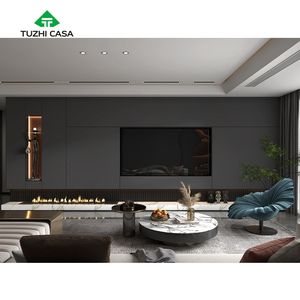 Cheminée électrique à profil <span class=keywords><strong>bas</strong></span>, murale, noire, support de télévision, <span class=keywords><strong>meuble</strong></span> moderne - Product Image 5