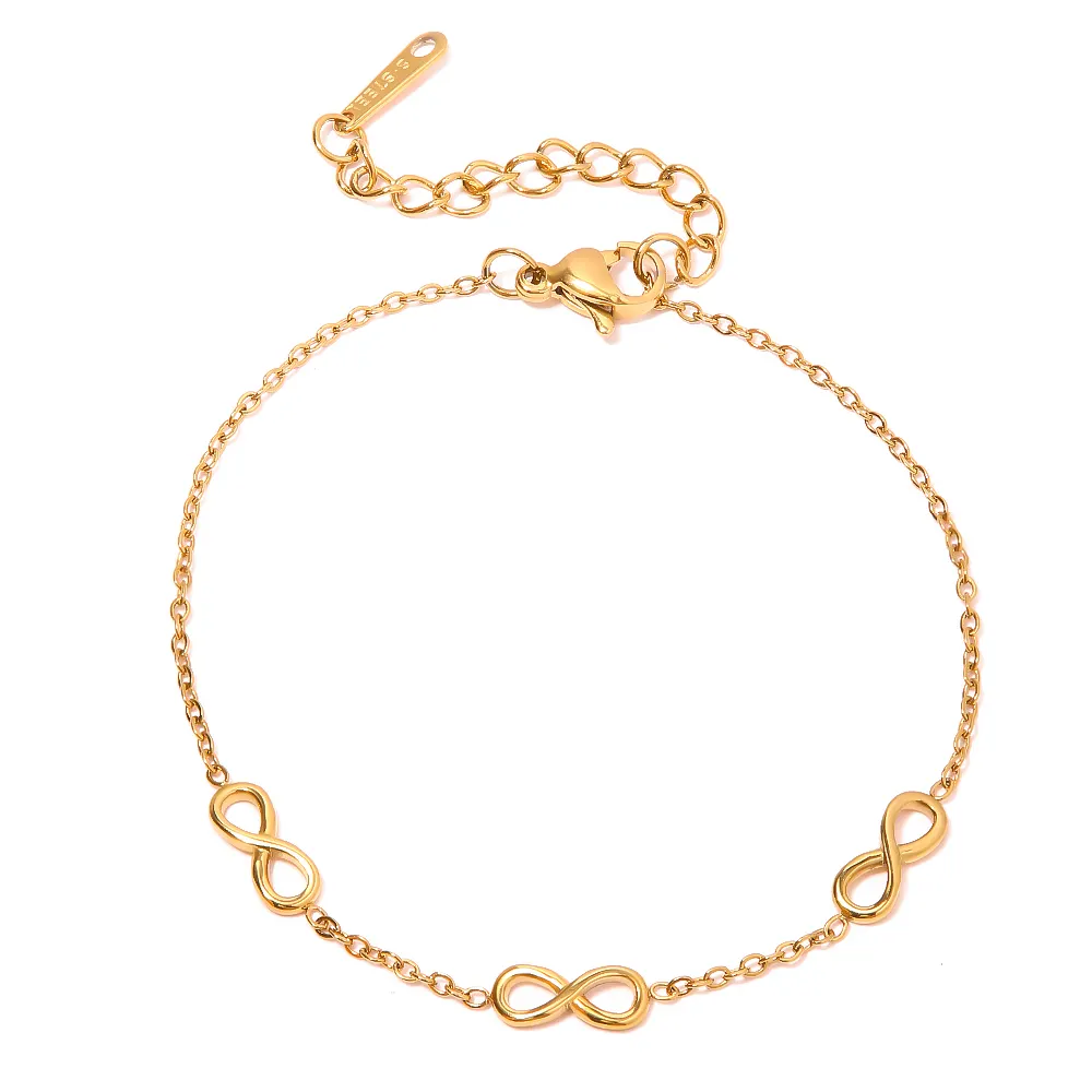 Dainty Sieraden 18K Verguld Roestvrij Staal Drie Infinity Teken Dunne Armband Voor Meisjes