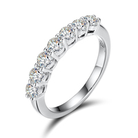 Bague d'éternité en argent S925 avec pierre de moissanite ronde taille brillant de 2 mm, prête à être expédiée, bague de fiançailles, bijoux pour femmes