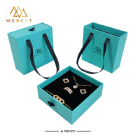 Boîte à bijoux Webest de style nouveau, couleur turquoise, boîte-cadeau de luxe avec tiroir, emballage personnalisé, boîtes avec poignée