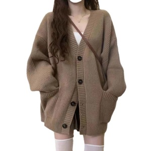Dames herfst-winter gebreide trui losse, lui uitziende kraag vest jas lang trendy - Product Image 2