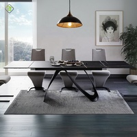 Table à manger moderne noire en marbre, rectangulaire, design, pour cuisine, salle à manger, bureau à domicile, ensemble de table à manger