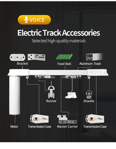 Rail de rideau motorisé intelligent à commande vocale, système de tringle en alliage d'aluminium avec télécommande pour maison connectée - Product Image 4