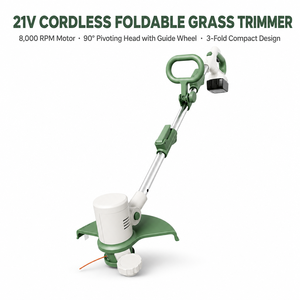 Tagliaerba Elettrico Pieghevole Senza Fili 21V 200W con 90 Funzioni °   Testa Girevole <span class=keywords><strong>e</strong></span> Ruota Guida Ausiliaria per Bordatura del Prato - Product Image 1