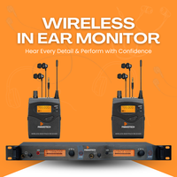 Système de monitoring intra-auriculaire sans fil UHF professionnel Panvotech WIEM-320 en métal pour les performances sur scène, l'enregistrement en studio et les chanteurs