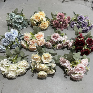 Fleur artificielle en soie Yixuan à 12 têtes, pivoine peinte à l'huile, fleur décorative de mariage, vente en gros - Product Image 2