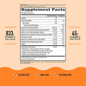 Rosebest OEM Private Label Vegan Pectin 750mg Vitamine <span class=keywords><strong>C</strong></span> Gummies Complément alimentaire pour soutenir l'immunité avec zinc, sélénium, magnésium, manganèse - Product Image 3