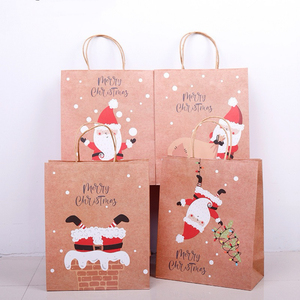 <strong>Red</strong> Christmas Kraft Paper <strong>Bags</strong> Goody <strong>Gift</strong> <strong>Bags</strong> With Handles Xmas Present Packaging <strong>Bags</strong> - Product Image 6
