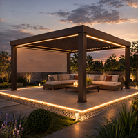 Pergola moderne de luxe en alliage d'aluminium pour l'extérieur, avec toit motorisé et lames orientables, idéale pour balcon