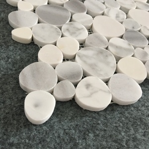 Luxury Moonbeam Đá Cẩm Thạch Trắng Đánh Bóng Pebble Thiết Kế Mosaic Lò Sưởi Tường Trang Trí Gạch Mosaic - Product Image 3