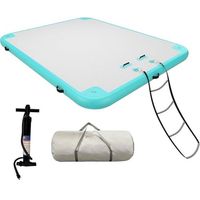 Plateforme flottante gonflable multi-tailles en PVC Drop Stitch avec échelle souple, sac de transport et pompe pour la natation, le yoga et la pêche