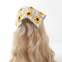 Bandeau crocheté floral mignon Boho cheveux Triangle tricoté marguerite bandeau vintage tête foulard pour filles