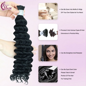 ผมคนแบบลอนลึก100กรัมสำหรับการต่อผมสีดำแบบไม่ทอ - Product Image 5