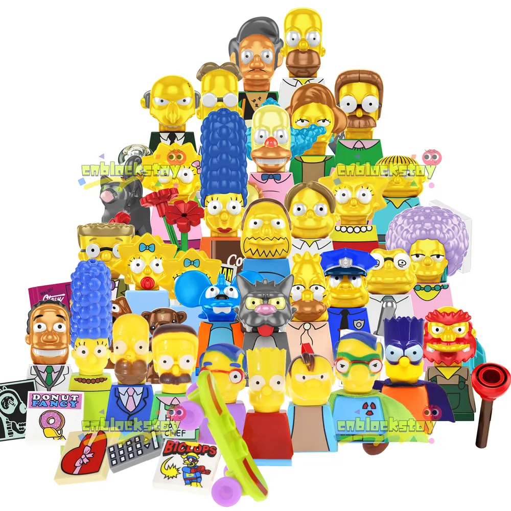 Jogo de blocos de construção para filmes de desenho animado, os Simpsons, família Maggie Lisa, Hommer Bart, bonecos de ação, brinquedo educativo para crianças