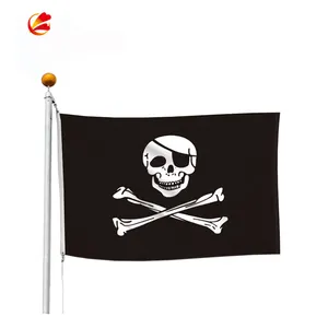 Bandeira de poliéster impressão do pirata, bandeira quebrada jolly roger bones