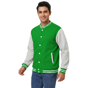 Customized Embroidered Winter Varsity <b>Jacket</b> with Stand Collar Wool Material <b>Red</b> - Product Image 1