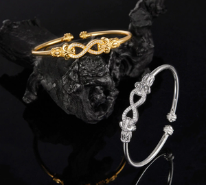 S925 Sterling Silver <b>Infinity</b> Cuff <b>Bracelet</b> With Moissanite Stones Women's Classic Jewelry Rhodium Plated Everyday Wear - Product Image 6