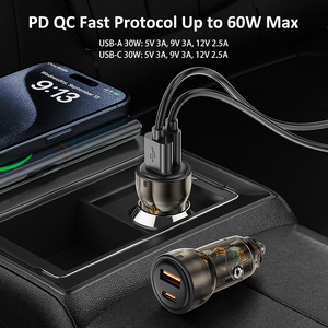 Nhanh chóng 4-Cổng xe USB sạc Vôn kế 150W PD 2USB 2 ổ cắm 51 Watt xách tay <span class=keywords><strong>Android</strong></span> sạc điện thoại di động 12V 60A tự động 30W đầu ra gan - Product Image 6