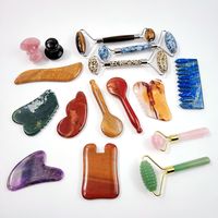 HZ Original Pierre de Labradorite Gua Sha pour Massage Corporel, Spa, Soin de la Peau, Masseur de Tête, Gua Sha en Quartz Clair