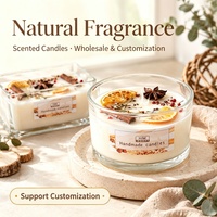 Bougie parfumée artisanale en cire de soja aux fleurs séchées, senteur agrumes et cannelle, pour la maison, désodorisant d'ambiance, parfum longue durée, décoration, vente en gros