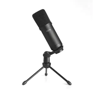 Microfone de estúdio cardioid pc, para gravação de voz, podcast, metal, usb, condensador, computador, jogos