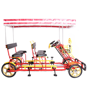 Bicicleta Surrey <span class=keywords><strong>de</strong></span> <span class=keywords><strong>4</strong></span> Ruedas para <span class=keywords><strong>4</strong></span>-6 <span class=keywords><strong>Personas</strong></span>, Cuatriciclo Turístico con Toldo - Product Image 5
