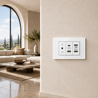 Enchufe de Pared con Panel de Vidrio Templado Estándar Italiano, con USB Tipo C, Carga Rápida de 20W, Tomacorriente Modular para Hogar, Hotel y Oficina