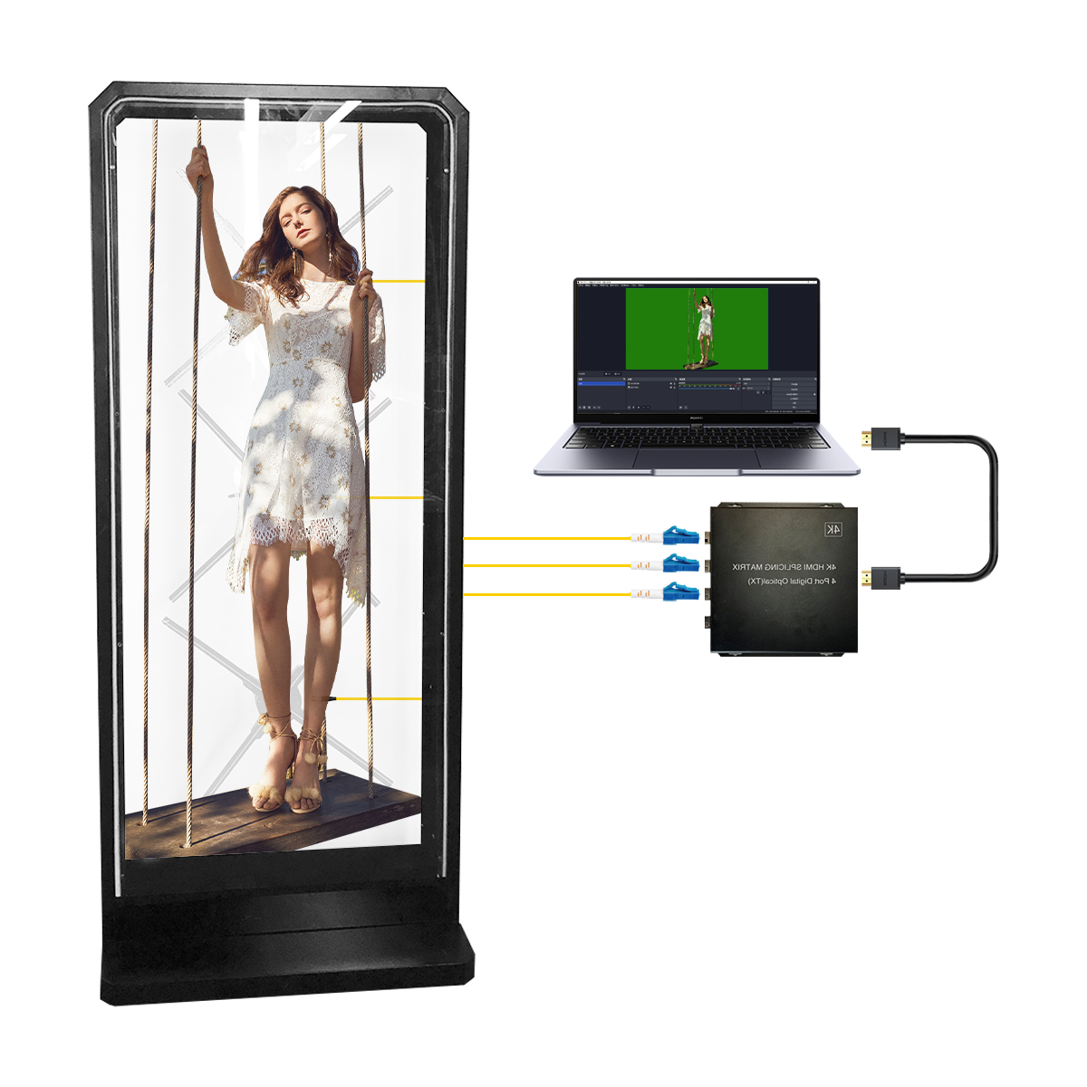 大型展示ディスプレイホログラム用アークリックケース付きHdmi
