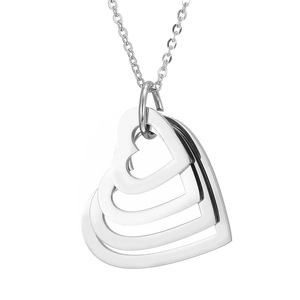 Collana con Ciondolo a Catena a Maglie a O in Acciaio Inossidabile con Design Inciso, Placcatura in Oro 18K/Argento/Oro Rosa, Alta Qualità - Product Image 2